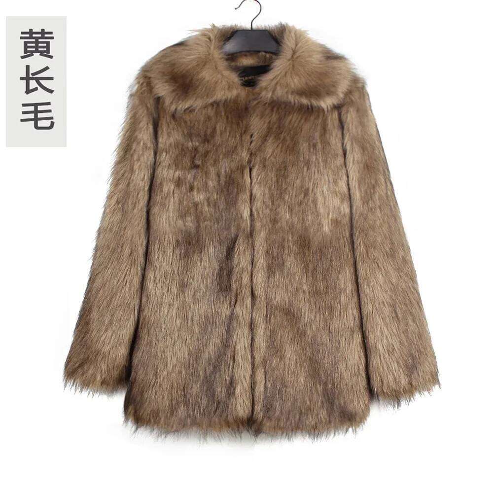 Men Faux Fox Coat Winter Thick Fluffy Long Sleeve Lapel Warm Shaggy Outerwear Luxury Fur Jacket Bontjas Jackets Mens Z260313