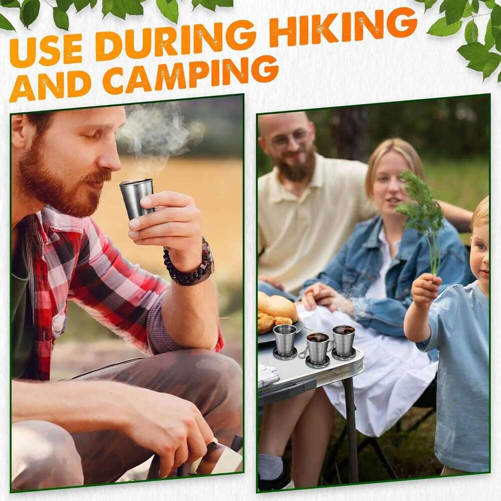 Retractable 75/150/250ml Stainless Steel Outdoor Portable Folding Cup with Lid Keychain Collapsible Shot Glasses Dr Z260313