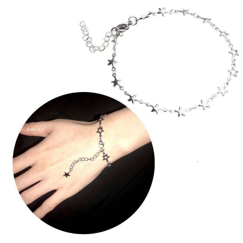 Simple Charm Bracelets for Women Girls Silver Color Five-pointed Stars bangles Adjustable chain Trendy Hand Accessories Z260313
