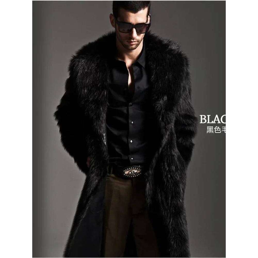 2020 Autumn and Winter Large Lapel Long Faux Fur Jacket fashion thicken Men's Overcoat Mens Clothing Z260313
