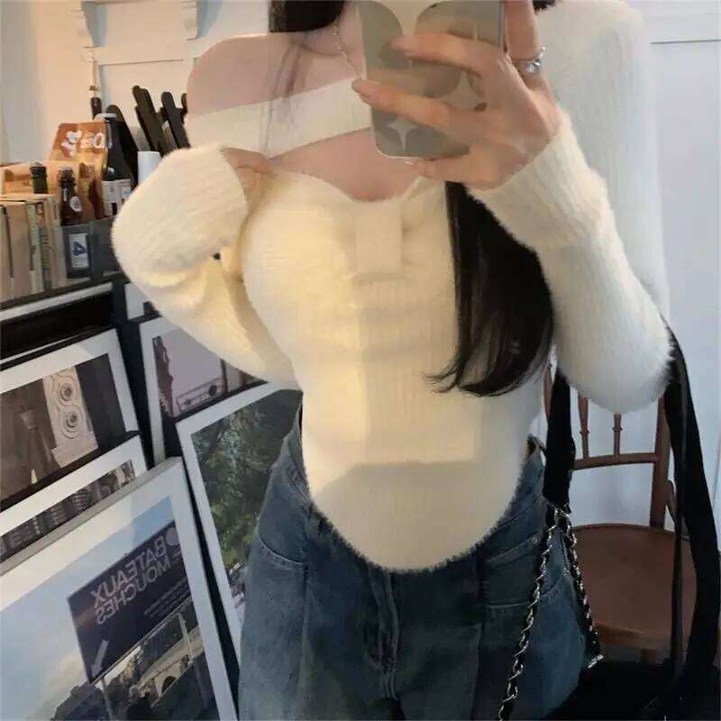 2025 Spring Elegant Pullover Women Casual Solid Korean Style Long Sleeve Knitted Sweet Soft Sweater Female Y2K Crop Tops Z260314