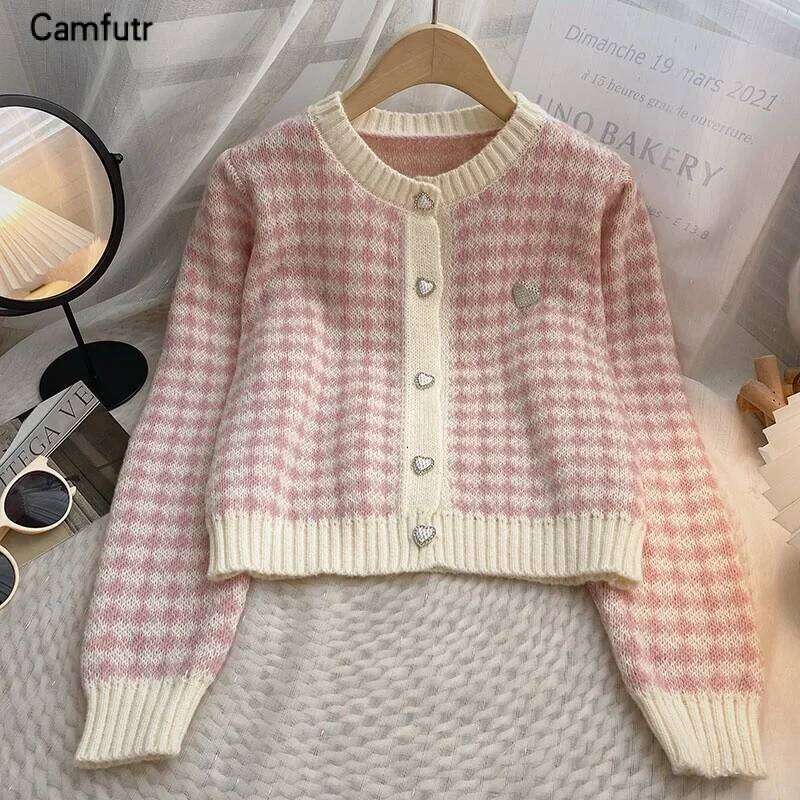 Women's Fashion New Korean Long-sleeved Knit Sweater Cardigans Outwear Coat Z260313