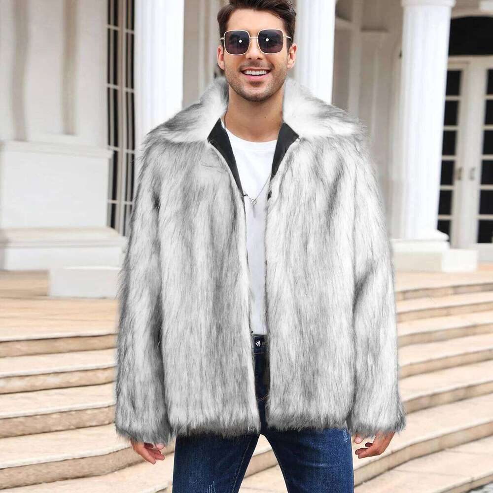 Luxury High-quality Jacket Soft Fluffy Winter Faux Men's Lapel Outerwear Warm Design Streetwear Fake Fur Coat Men Z260313