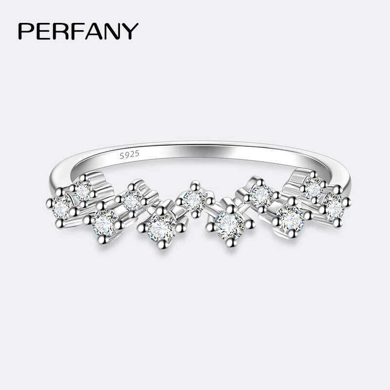 PERFANY 0.41CT Moissanite Eternal Ring for Women S925 Pure Silver Plated 18K White Gold Laboratory Diamond Fashion Jewelry H260312