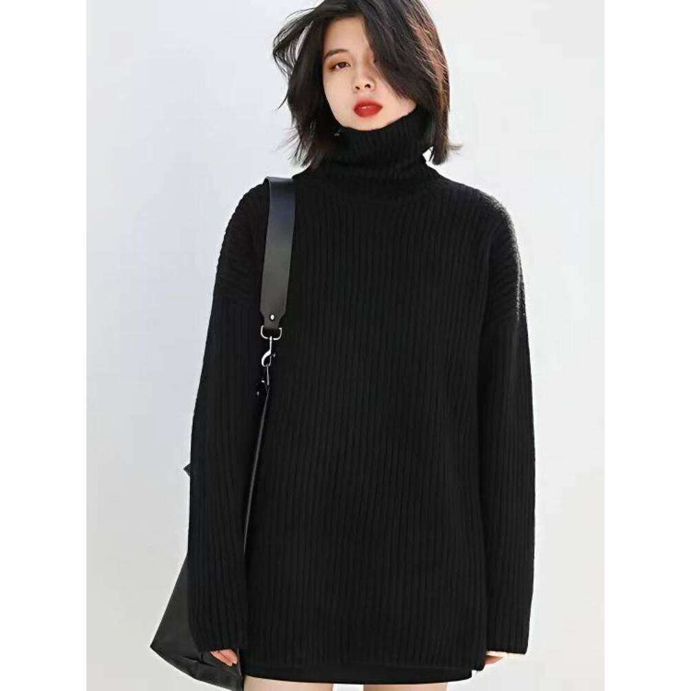 Long Sleeve Solid Comfortable Jumpers Korean Style Turtleneck Pullovers 2025 Autumn Winter Loose Casual Warm Knitted Sweater Z260313