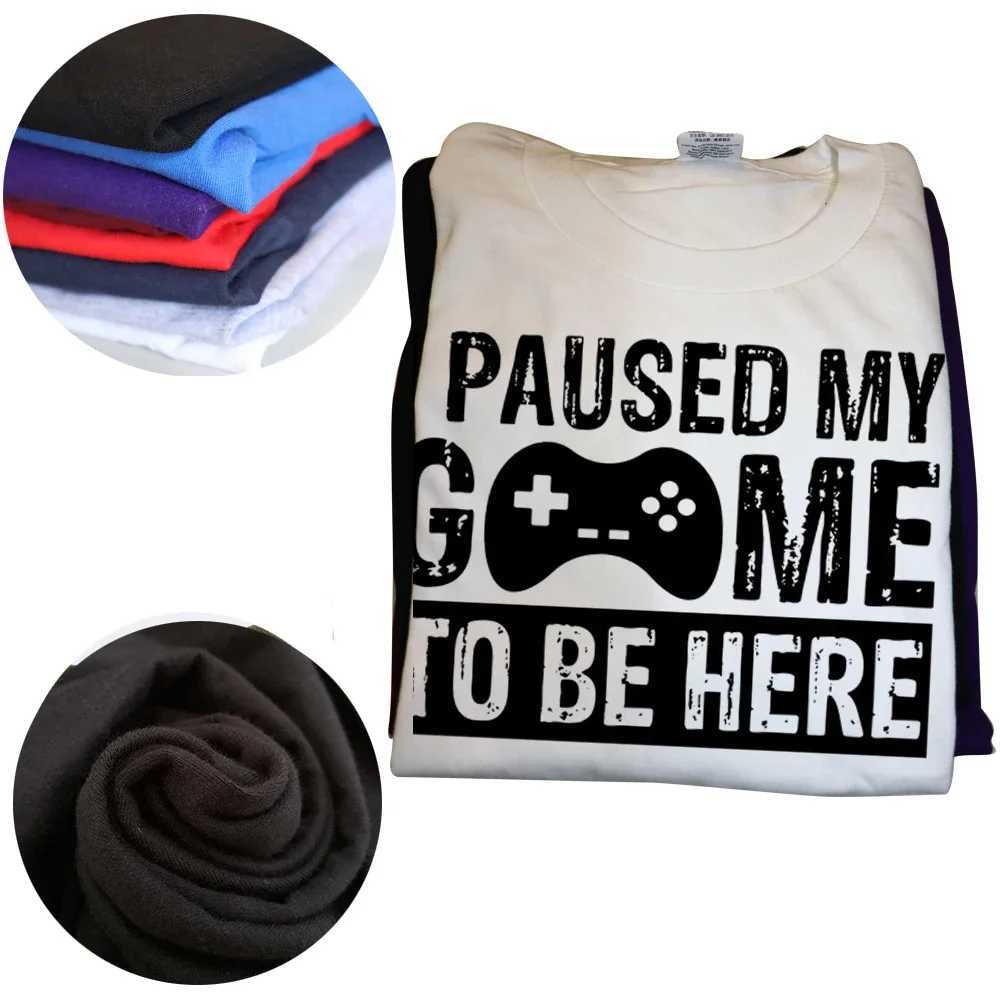 Funny Men Gaming Graphic T Shirt I Paused My Game to Be Here Print Casual Short Sleeve Loose Tshirts Mens Clothing D260313