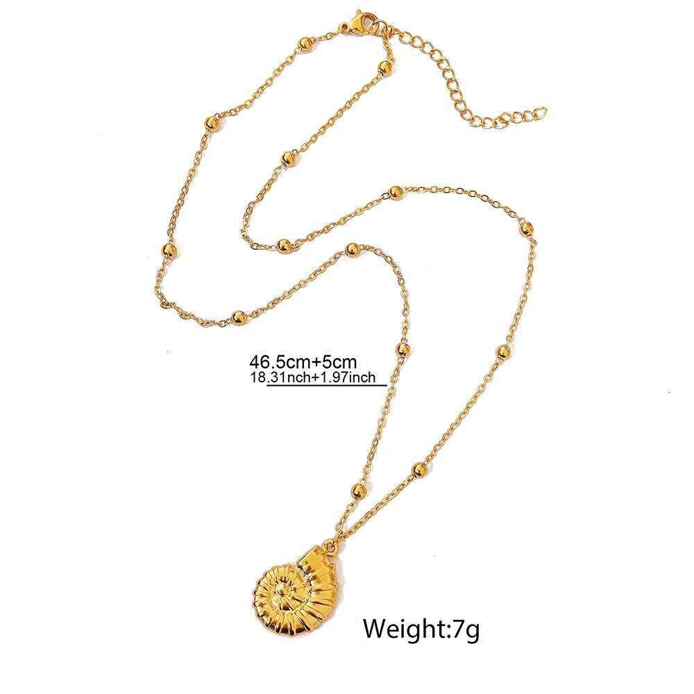 DGIDDK Bohemian Style Stainless Steel Nautilus Shell Ocean Beach Necklace Conch Handmade Jewelry For Women Daily Wear H260312