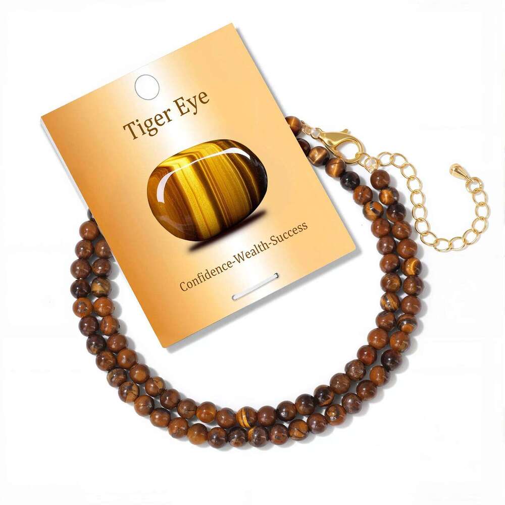4mm Black Obsidian Necklace Natural Stone Tiger Eye Quartzs Round Beads Necklaces for Women Men Friendship Choker H260312