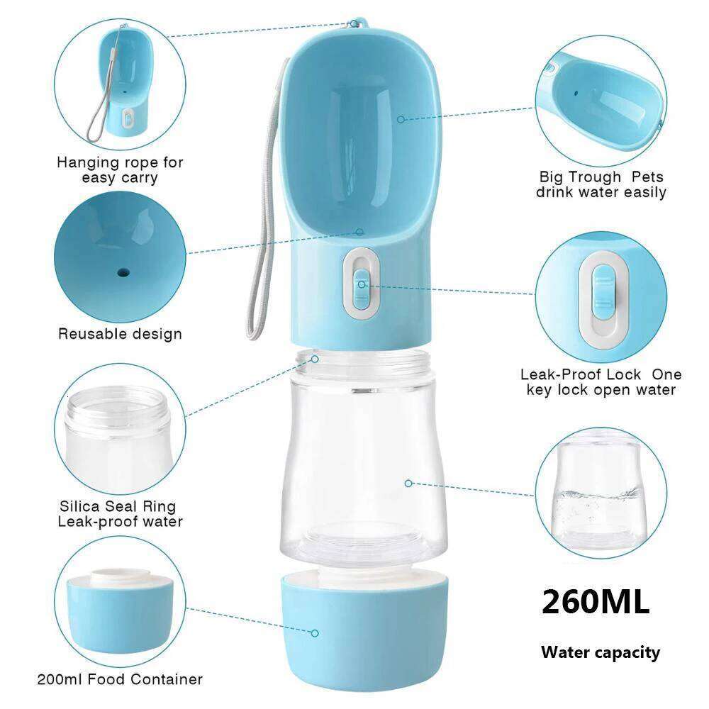 Dog Water Bottle Portable Pet Drinking water Feeder Bowl food feeding for Puppy dog cat Outdoor Walking Travel Supplies 26W0313