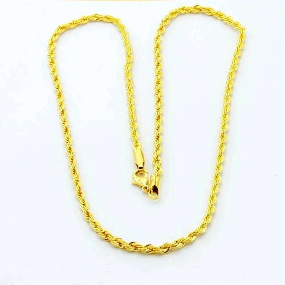 wholesale 18K 3MM Twisted Rope Twist Electroplating Gold Necklace for Men Women Wedding Jewelry Gifts H260312