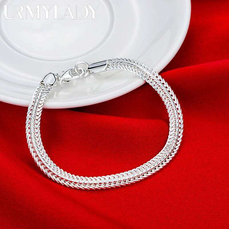 Hot sale 925 Sterling Silver bracelet cute chain women lady men noble fashion charm jewelry wedding party 20cm Z260313