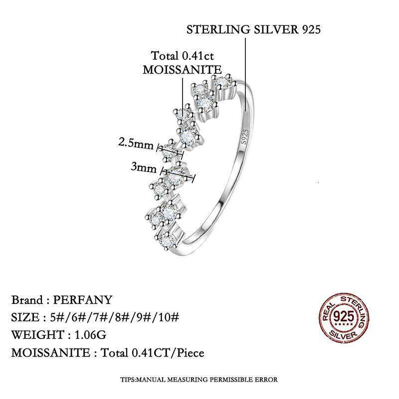 PERFANY 0.41CT Moissanite Eternal Ring for Women S925 Pure Silver Plated 18K White Gold Laboratory Diamond Fashion Jewelry H260312