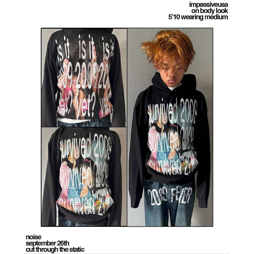 Vintage 2009 Print Hoodies Hip Hop Grunge Streetwear Sweatshirt Tops Goth American Y2k Oversized Hoodie Women Clothing Z260314