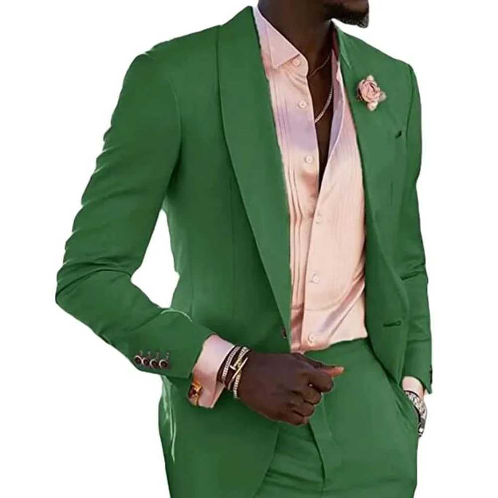 Mens 2-Piece Tuxedo Slim Fit Moda Masculina Wedding Smoking Blazer Jacket And Pants Traje Homme Mariage Fitted Formal Wear M260313