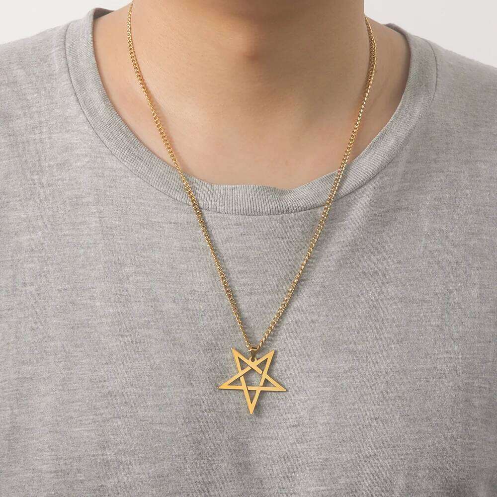 Dawapara Inverted Pentacle Necklace Gothic Pentagram Pendant Occult Amulet Witchcraft Stainless Steel Jewelry H260312