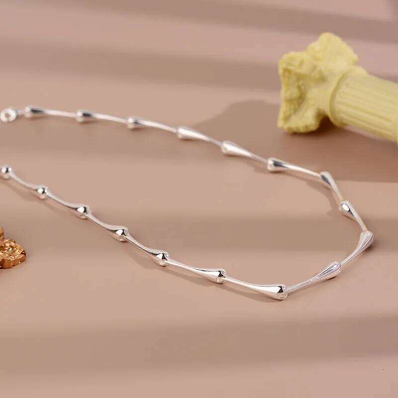 FOXANRY Minimalist Silver Color Clavicle Necklace for Women New Trendy Creative Bamboo Chain Party Jewelry Gifts H260312