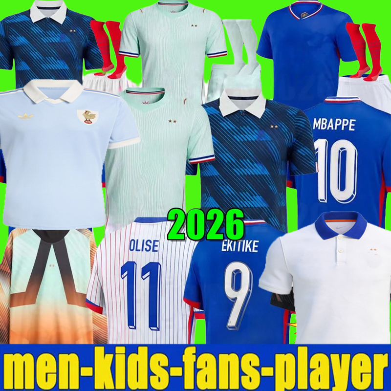 french soccer jersey 25 26 MBAPPE THAUVIN BARCOLA OLISE EKITIKE 2025 2026 KANTE DEMBELE Maillots de football shirt equipement de foot Men kids kit enfants