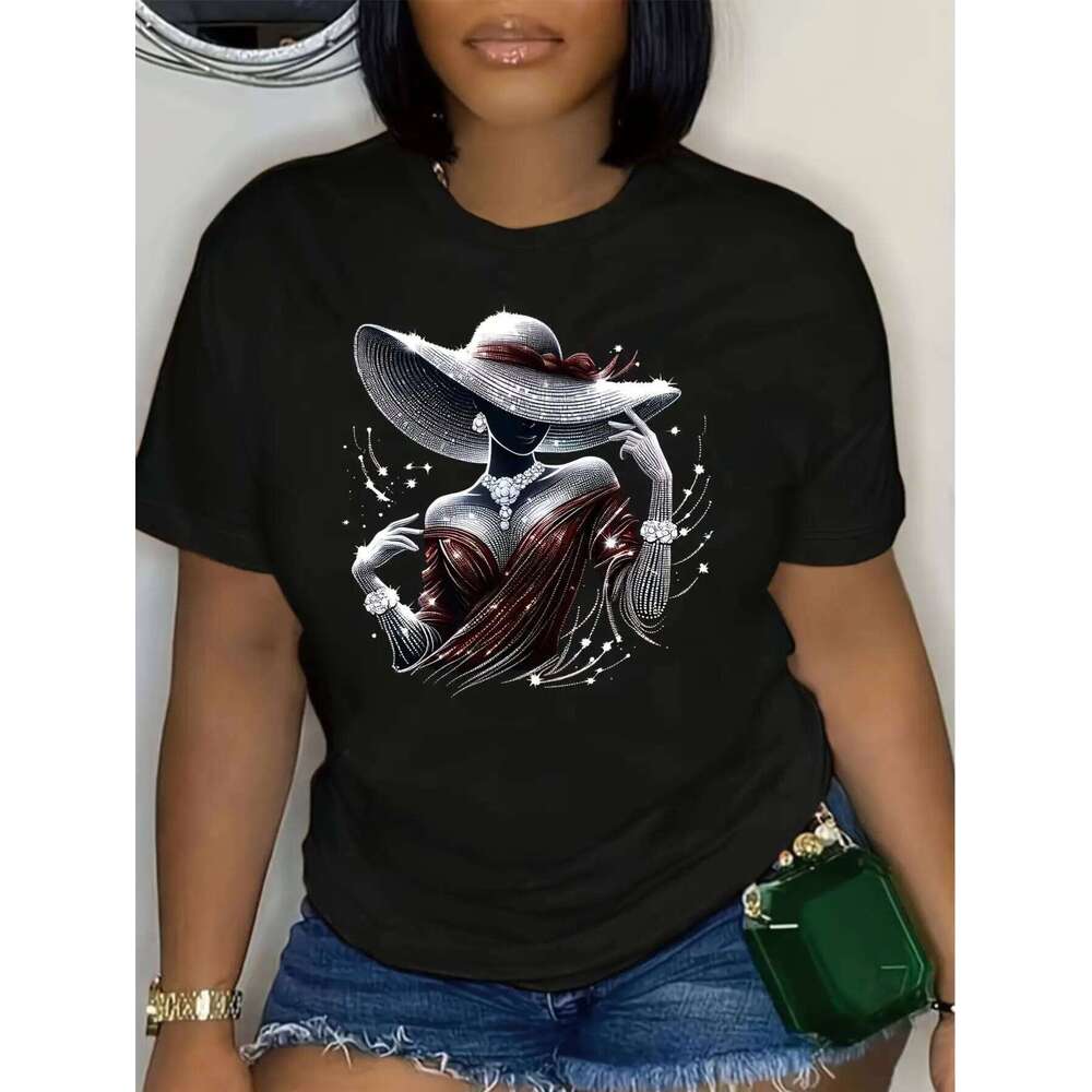 Women's Casual Graphic Crew Neck Short Sleeve T-Shirt Trendy Streetwear for Spring Summer Autumn Z260314