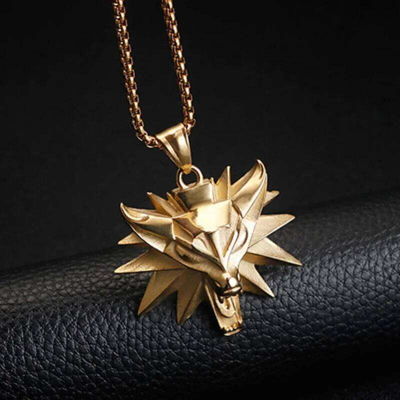 New Trendy Witcher Wolf Head Pendent Necklace for Men H260312