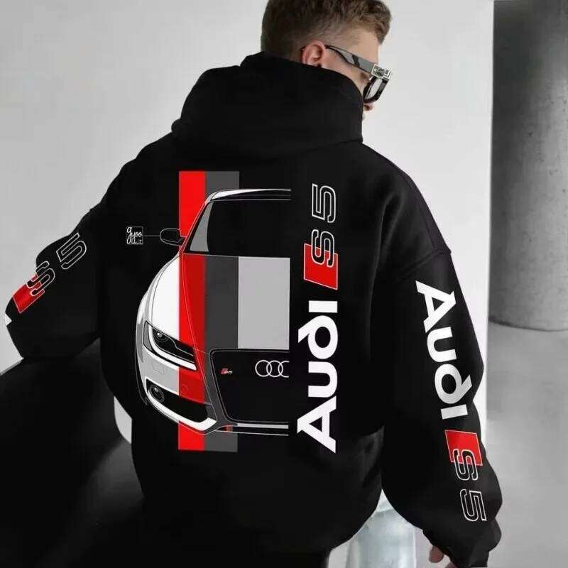 Audi 2025 and Women's Fashion Autumn/Winter Men's Car Enthusiast Sports Logo Premium Printed Casual Hoodie Z260314