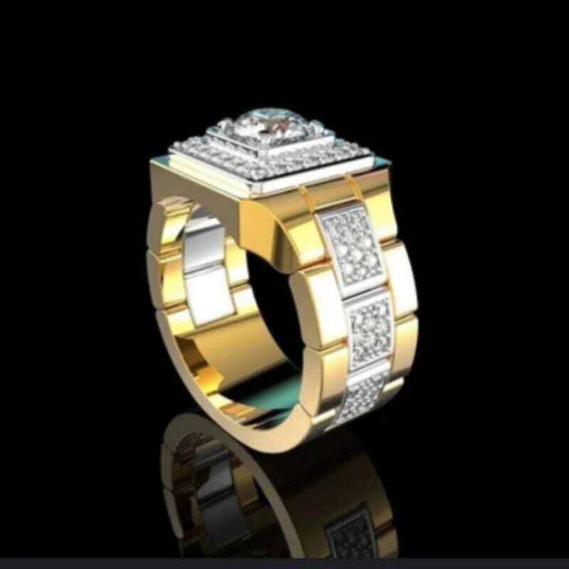 Hot Sale Popular Inlaid Crystal Wide Face Style Men's Banquet Business Male Ring Jewelry Size 6-13 H260312
