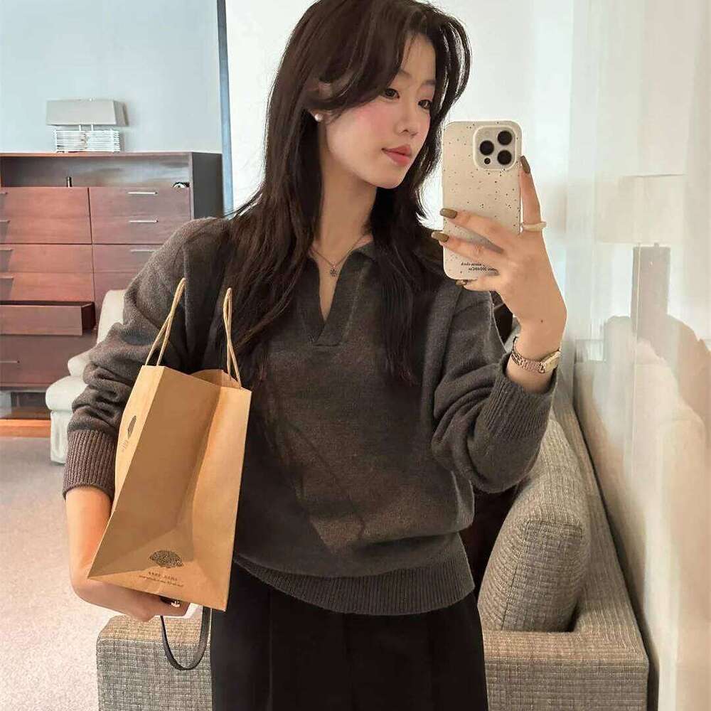 Knitwears Fashion Long Sleeve Knitted Pullovers Sweaters Turn Down Collar Knit Sweater Pullover Women Tops Q926 Z260313