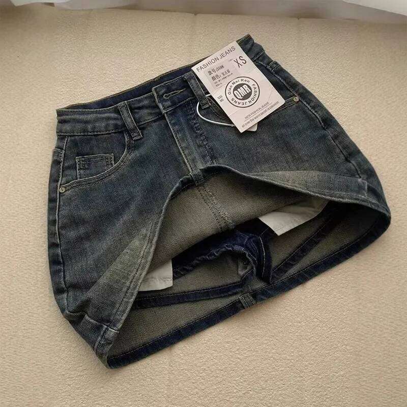 American High-Waisted Fashion High Street Hot Girl Half Vintage Y2k A-line Denim Skirt Women Z260314