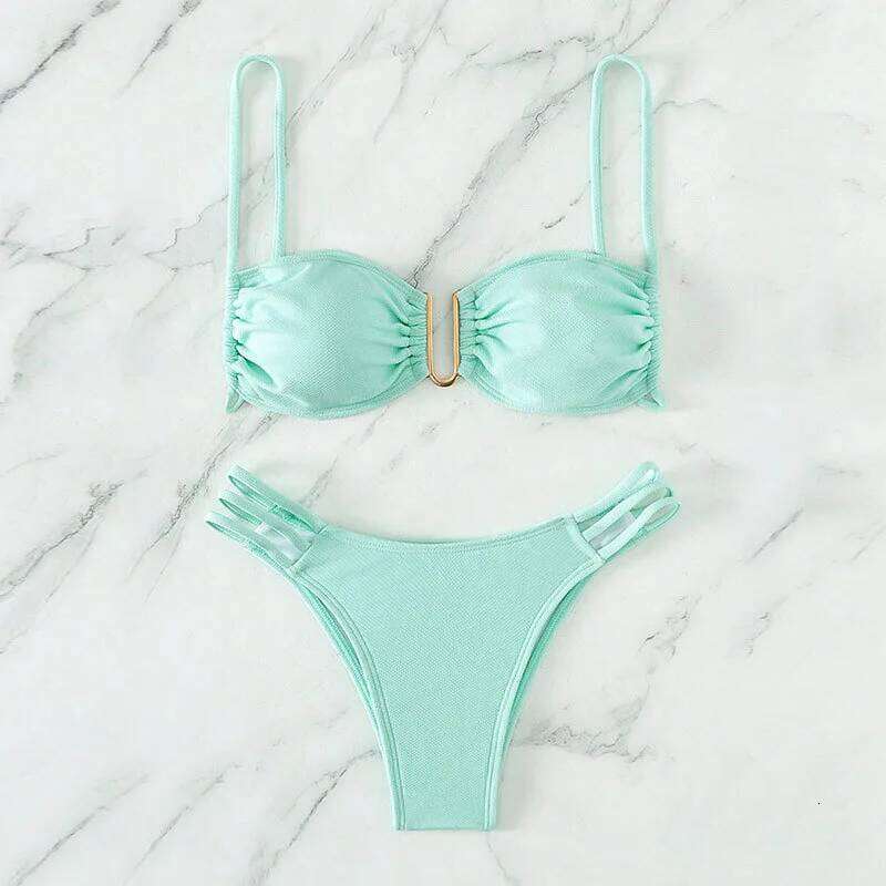 Summer New Solid Color Bikini Sexy Three Point Beach Split Swimsuit 26H0313