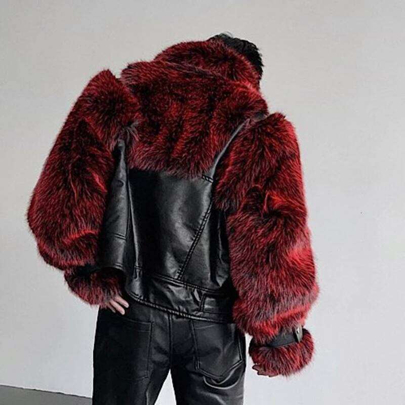 IEFB Autumn Winter Stage Style Patchwork Faux Fur Men's Jacket Thickened Stand Collar Jackets 2026 Male Clothing 9X1325 Z260313