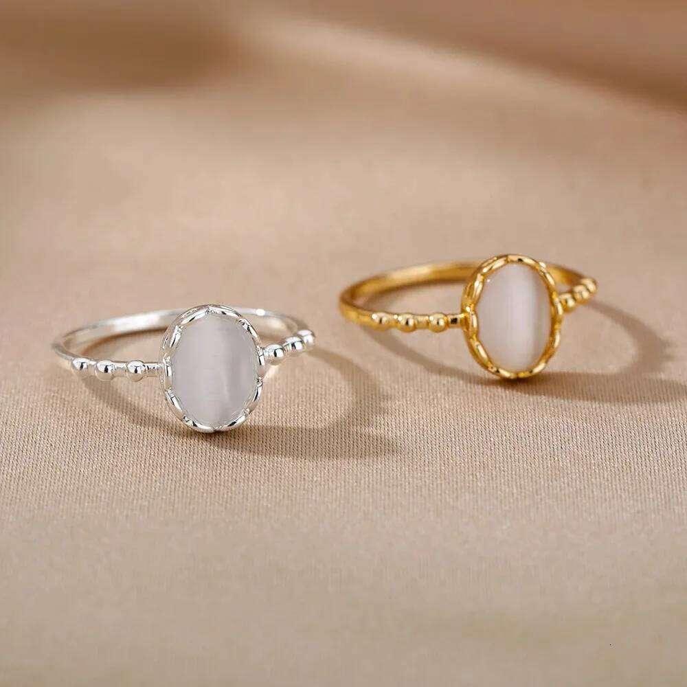 Classic Round Cat's Eye Rings For Women 18K Gold Plated Minimalist Teardrop Ring New Trend Aesthetics Couple Jewelry Accessories H260312