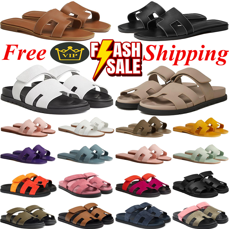 free shipping designer oran sandals clogs women suede slippers beach Flat Sandal Summer black white Pink Lady leather Luxury slides shoe with box