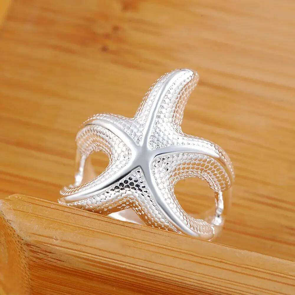 High quality 925 Sterling Silver fine Big starfish Rings For Women Fashion Party wedding luxury Charms Jewelry Christmas gift H260312