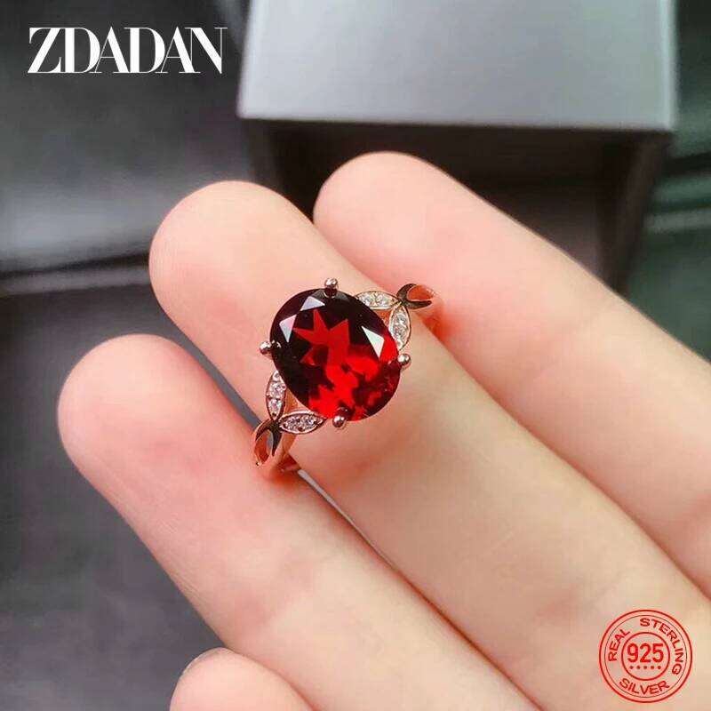 ZDADAN 925 Sterling Silver Adjustable Ruby Ring For Women Fashion Jewelry Gifts H260312