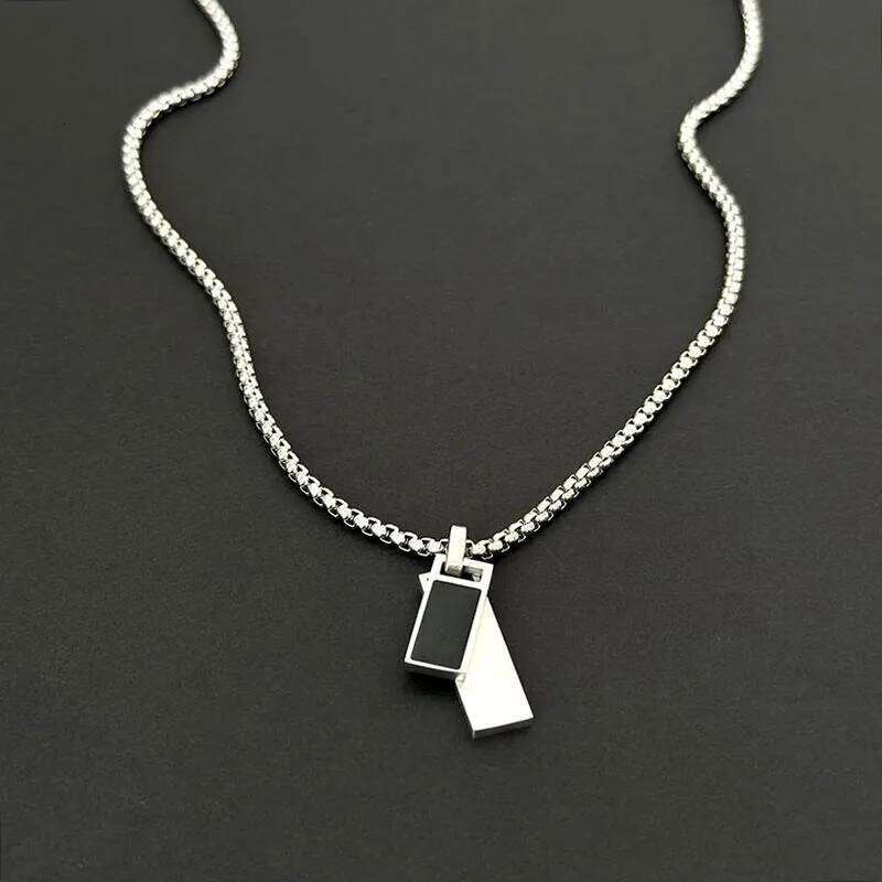 Trendy Stainless Steel Two-Tone Dog Tag Necklace Minimalist Double Pendant Sweater Chain Neck Jewelry for Men Women Casual Gift H260312