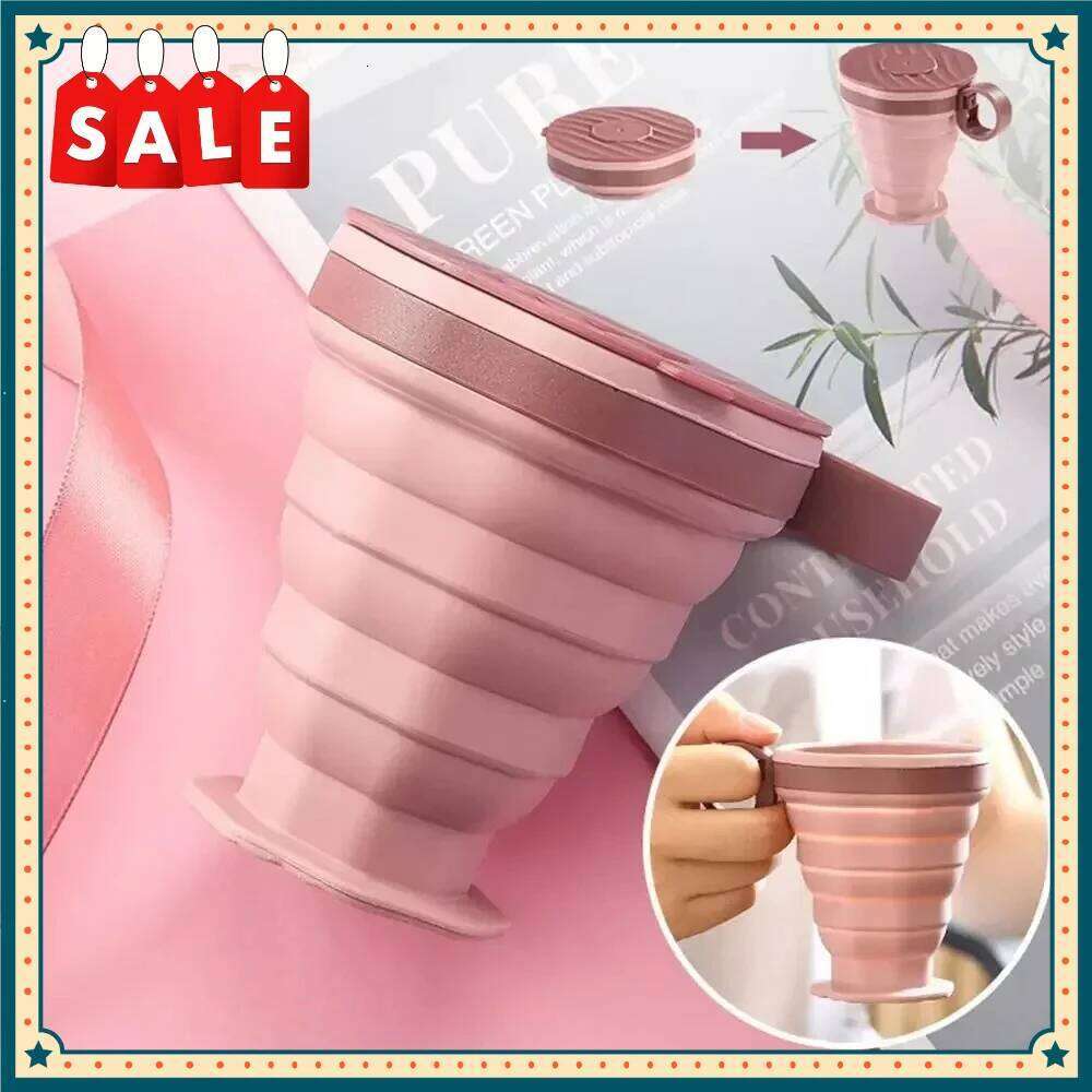 New outdoor foldable water collapsible portable coffee cup, travel-friendly silicone with lid, kitchen use rinsing cup Z260313