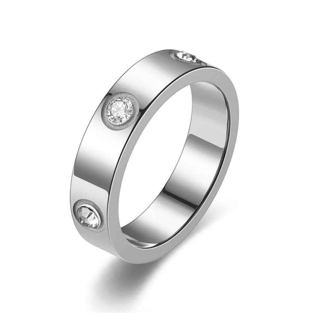 Friendship Stainless Steel Cubic Zirconia Promise Ring Wedding Jewelry Valentine's Day Birthday Gift 5-11 H260312