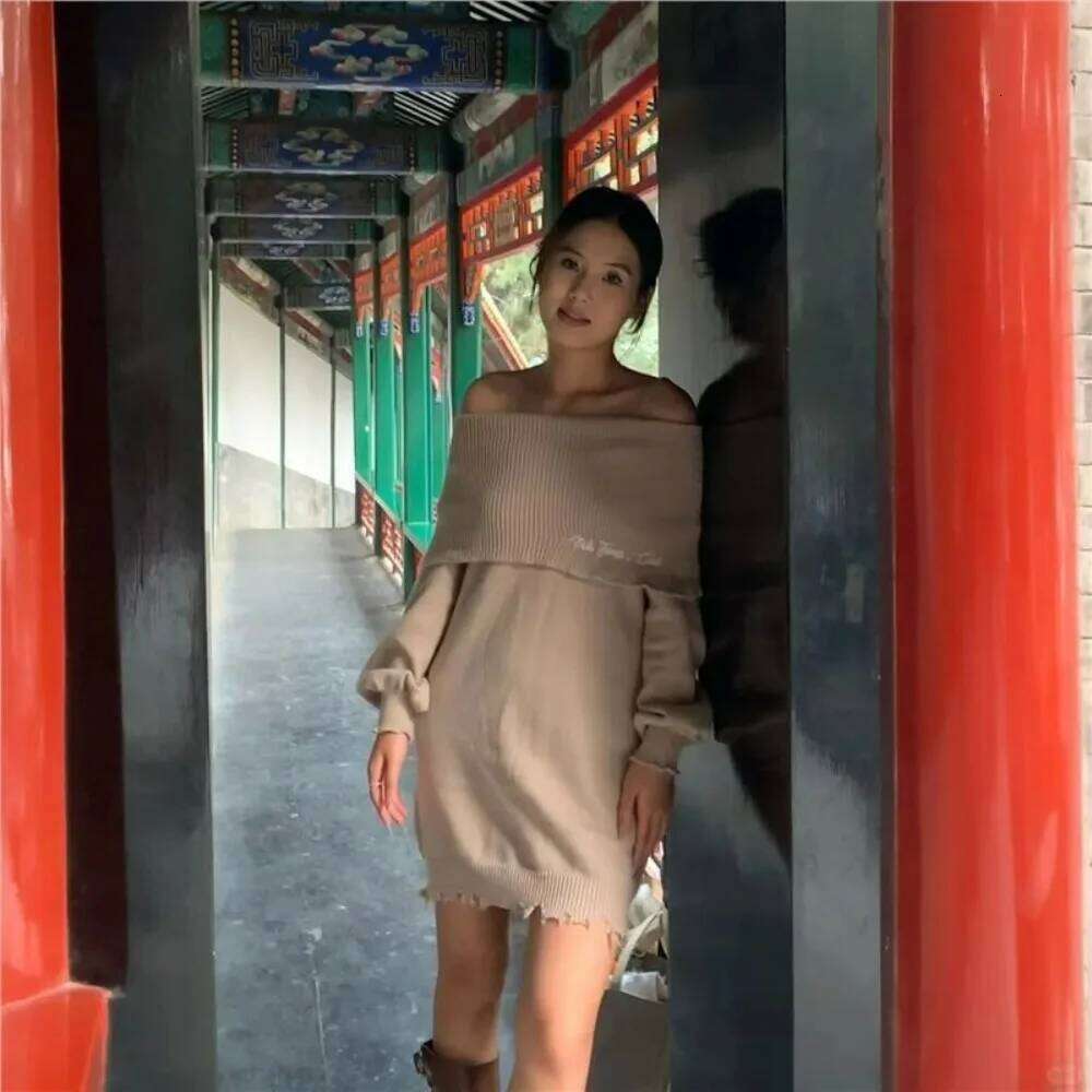 Seoul Spun Sweater Strapless Knit Midi Dress Fall Winter Coquette Style Tummy Control Design Korean Minimalist Chic Z260314