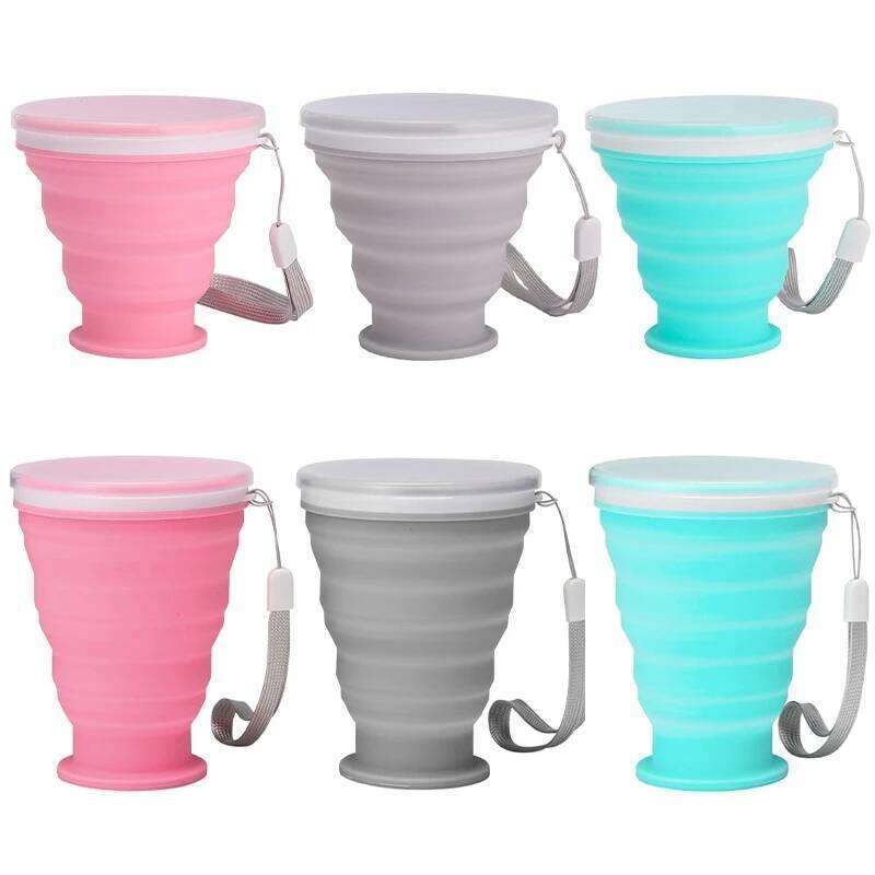 200/300ML Folding Portable Retractable Cups Outdppr Travel Coffee Tea Water Cup Telescopic Drinking Mug with Lid Z260313