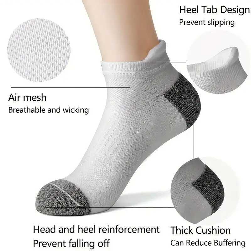 6 Pairs Cotton Man Socks Sports Solid Color Males Short Sock For Cycling Breathable Mesh Ankle Summer Running Socks D260313