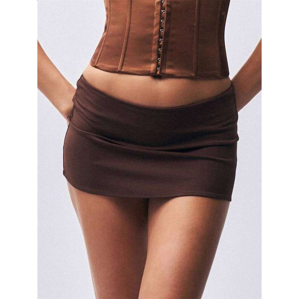 Women Micro Mini Sexy Solid Color Low Waist Slim Fit Pencil Stretchy Tight Short Skirt for Club Night Out Z260314