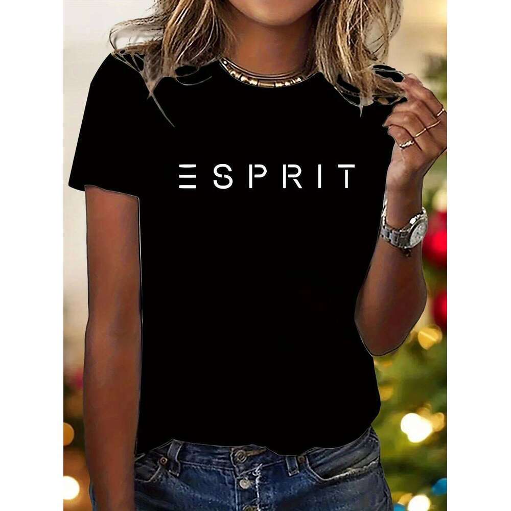 WomenS Graphic Casual Crew Neck Short Sleeve T-Shirt with Letter Everyday Tshirt Bold Print Tee Z260314
