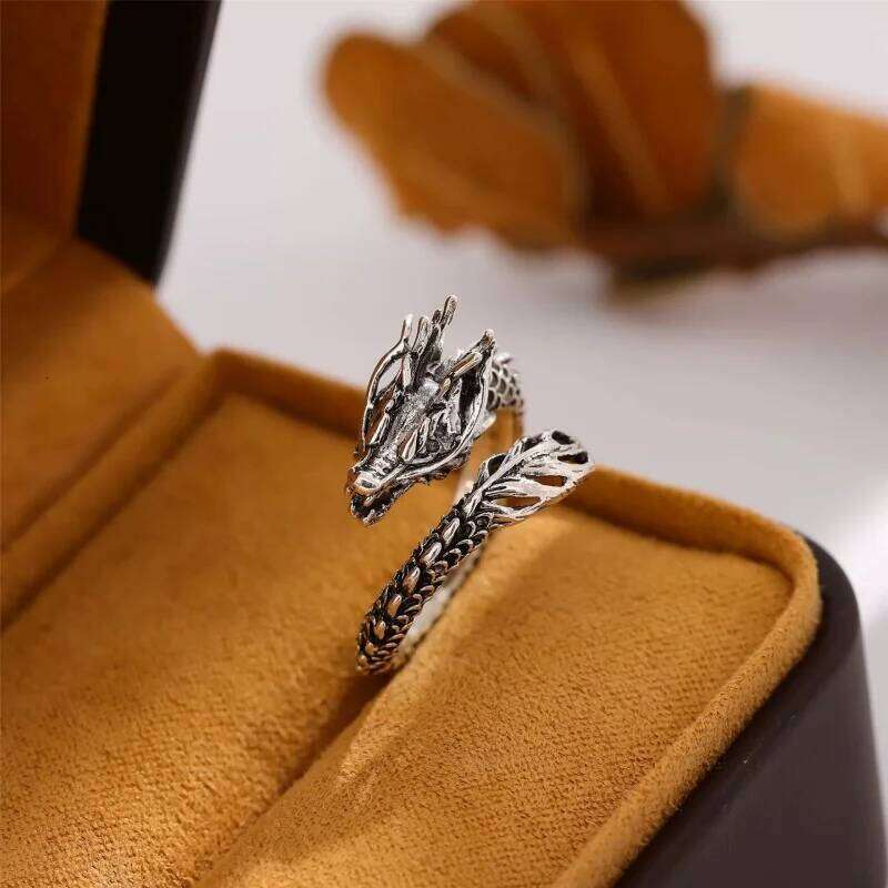 Hot selling new 925 sterling silver retro domineering Chinese dragon creative personality open ring fashionable and exquisite H260312