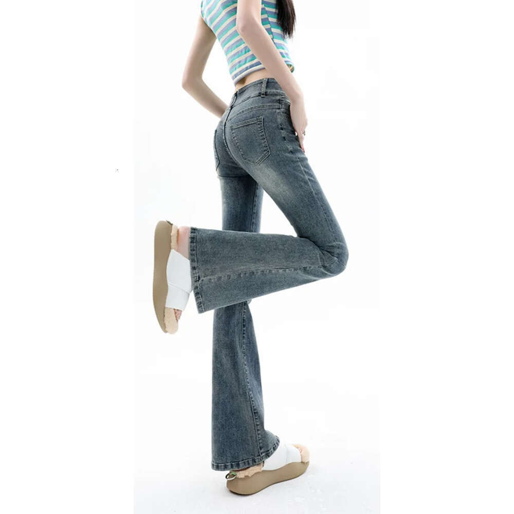 Women Jeans Cotton Denim Flared Pants Elastic Force Vintage Streetwear High Waist Slim Mom Harajuku Trousers Plus Length Z260313