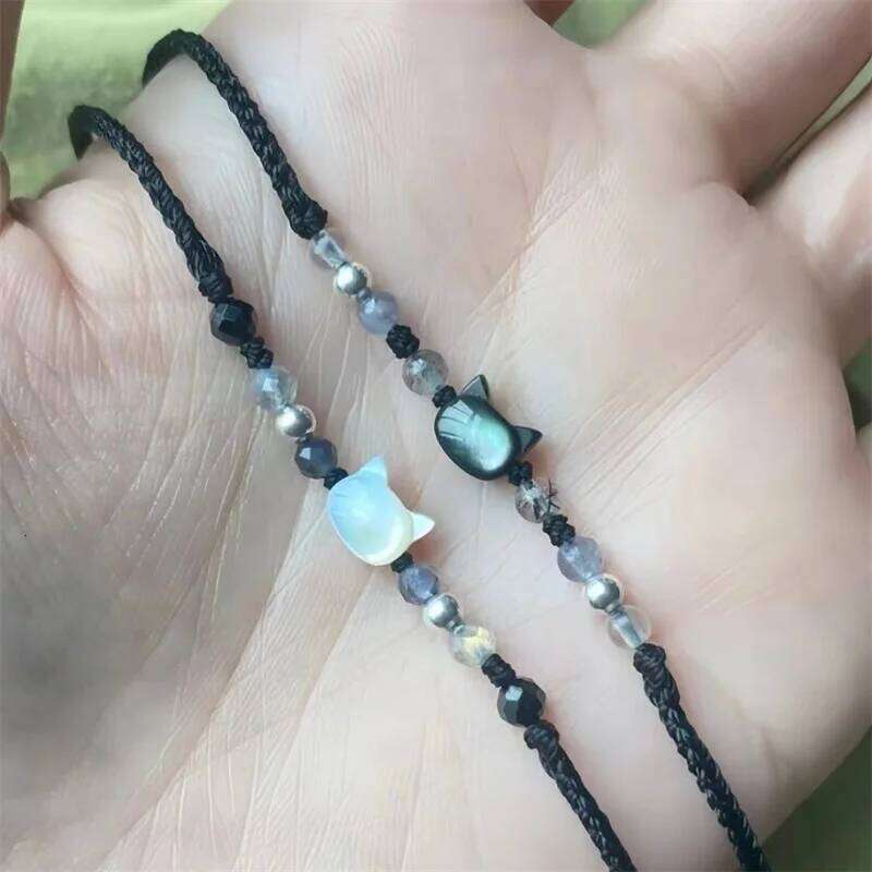 Handmade 2pcs Couples Cute Cat Unique Stylish Hand Rope For Women Men Beaded Woven Bracelet Wrist Jewelry Gifts Z260313