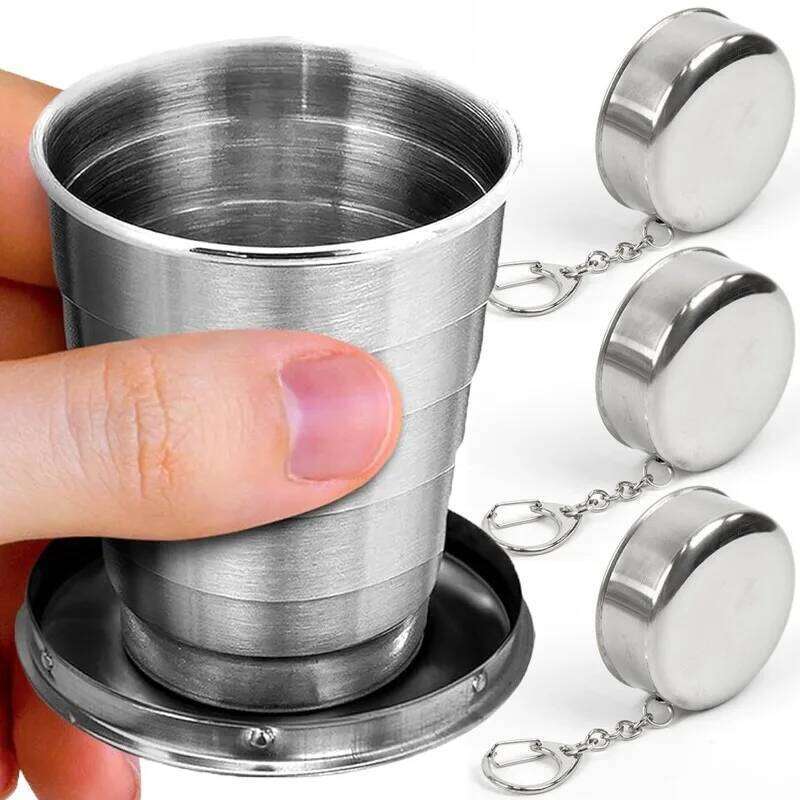 Portable Stainless Steel Folding Cup Outdoor Travel Camping Foldable Drinkware Metal Wine Glass Water Cups 75ml/150m Z260313