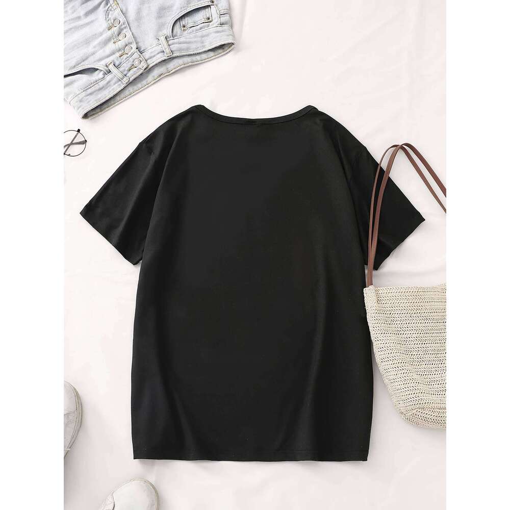 Women's Sporty Casual Striped Bear Print T-Shirt - Breathable Moisture-Wicking Lightweight Soft Round Neck Short Sleeve Top Z260314