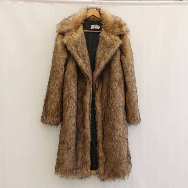 Men's new casual fox fur long coat winter warm large size Z260313
