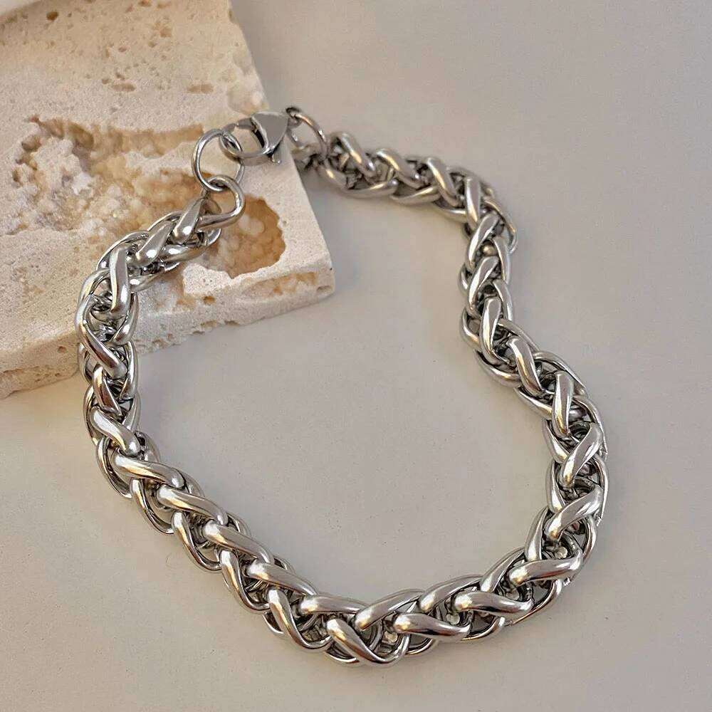 8MM punk trend twist chain men's titanium steel personalized bracelet Z260313