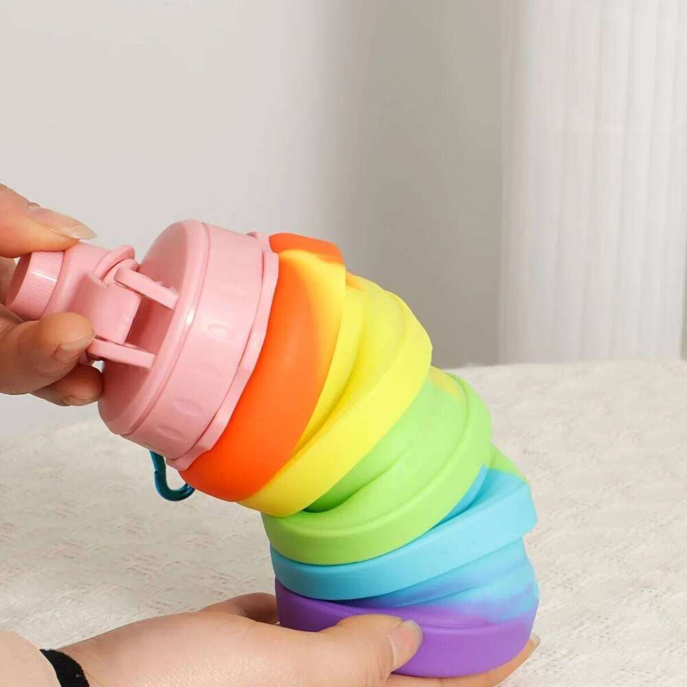 Silicone Foldable 420/500ml for Sports Leakproof with Carabiner Collapsible Cycling Water Bottle Z260314