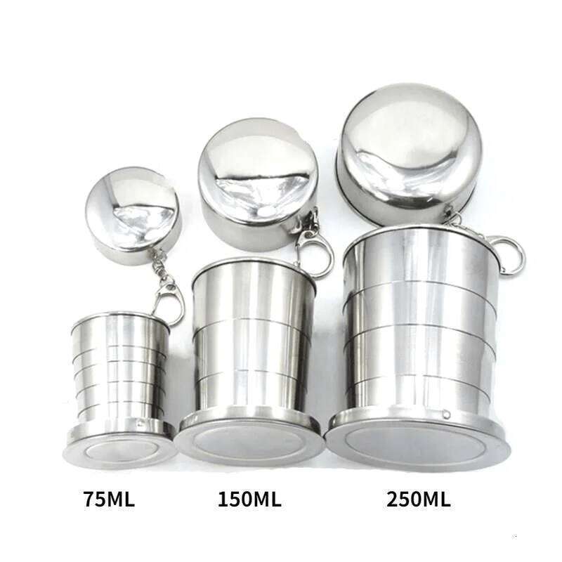 75/150/250ML Folding Camping Cookware Retractable Outdoor accessories Teacups Teaware Camp Utensils Tableware Folded Cup Z260314